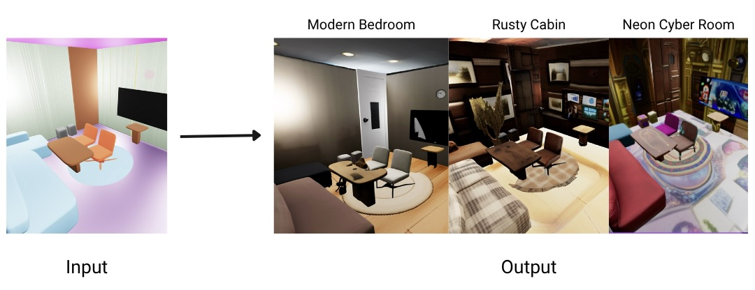 Variation overview with input room and multiple output styles
